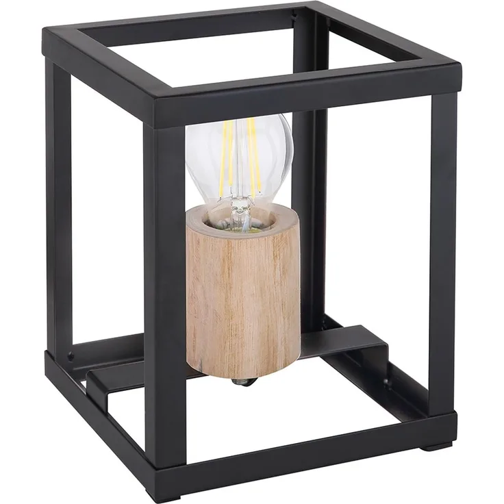 Tischleuchte, Holz, schwarz-matt, natur, Höhe 20 cm