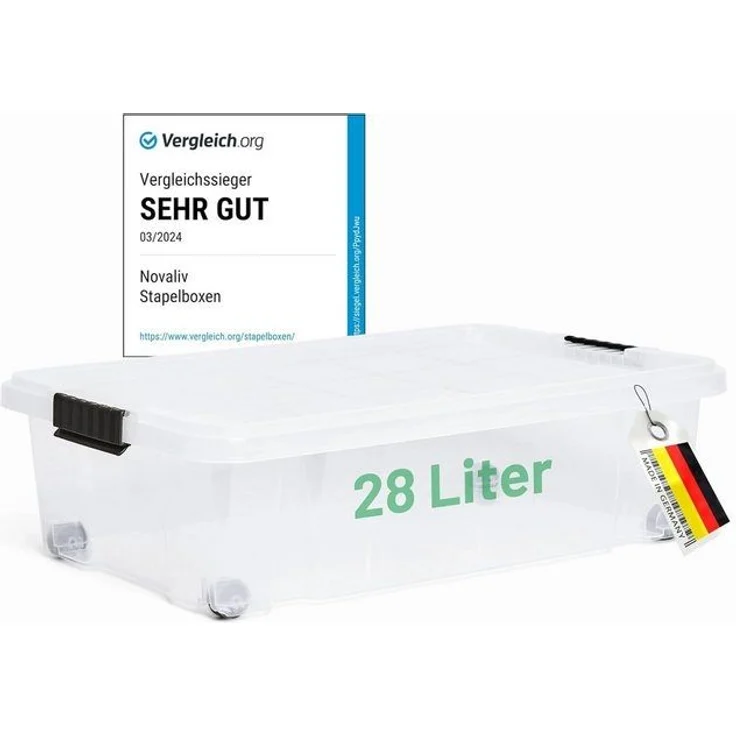 Novaliv Aufbewahrungsbox 30541+1xTRA (1 St), Novaliv Unterbett Aufbewahrungsbox mit Rollen Deckel 28L transparente – Bild 4