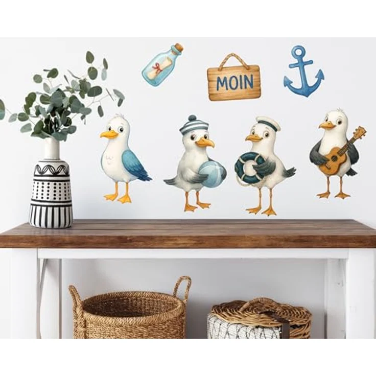 Sunnywall Wandtattoo Aufkleber Maritim Möwen - maritime Wanddeko für Kinderzimmer, selbstklebend, konturgeschnitten, rückstandslos entfernbar – Bild 2