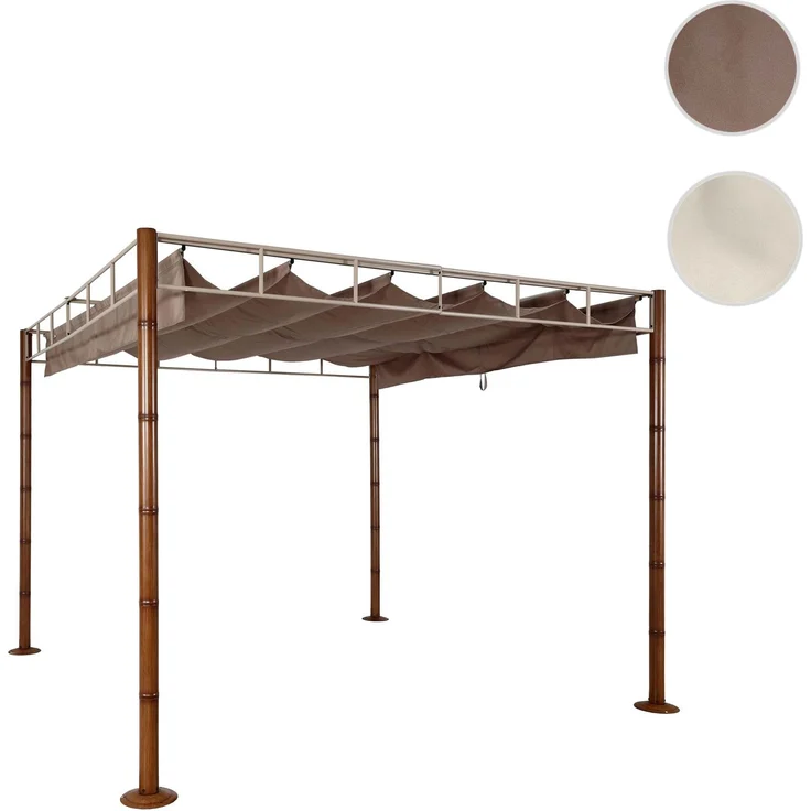 Mendler 'HWC-L42' Pergola, stabiles 7cm-Metall-Gestell taupe / braun, 3x3 m – Bild 10