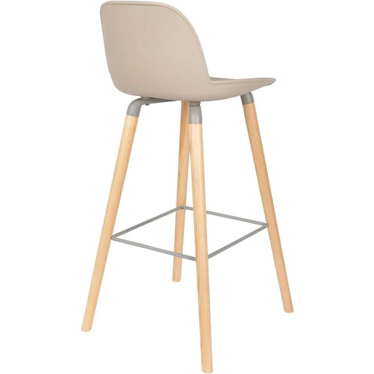 Zuiver Barhocker Albert Kuip im 2er-Set, Taupe mit Gestell aus Aluminium und Eschenholz – Bild 4