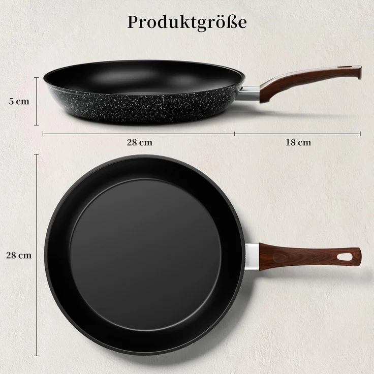 Innerwell Antihaft Bratpfanne 28 cm Große Pfanne Induktion PFOA frei Schwarz – Bild 2