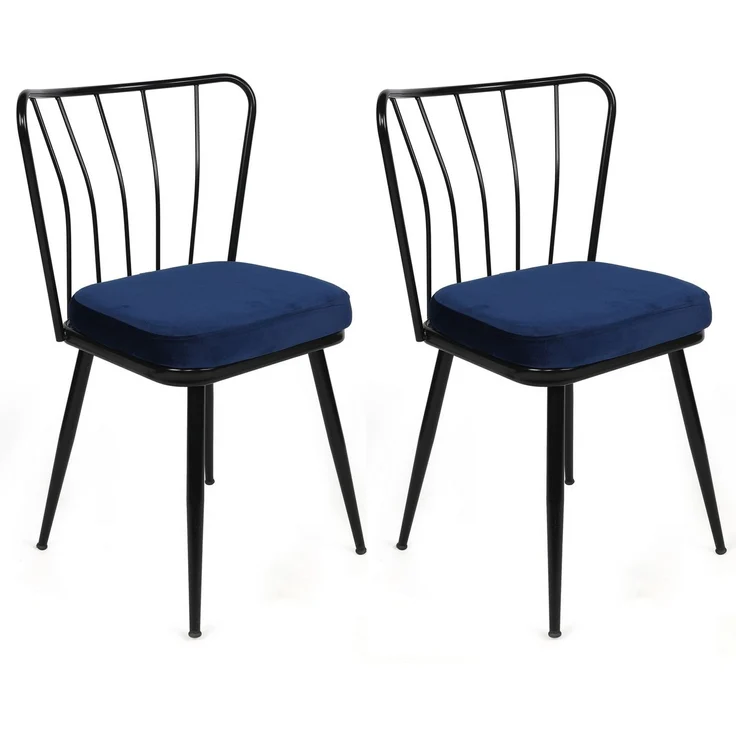 Skye Decor 'Yıldız-944 V2' Stuhlset (2-teilig), Dunkelblau / Schwarz, 43 x 82 x 42 cm – Bild 1