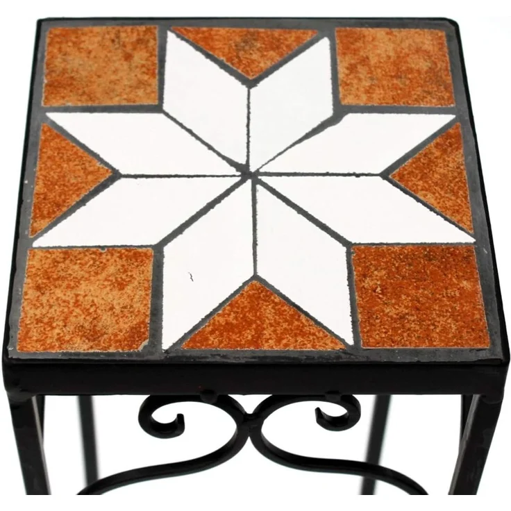 Blumenhocker Merano Mosaik 2er Set 12012 Blumenständer 46 und 54cm Hocker Eckig – Bild 3