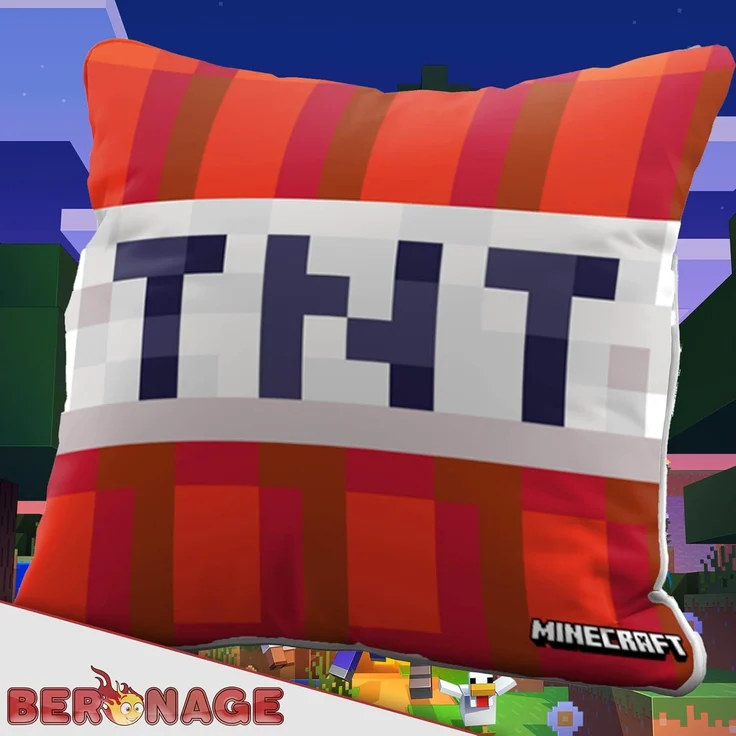 BERONAGE Dekokissen Minecraft Kissen Creeper & TNT 40x40 cm Kuschelkissen Sofakissen, passend zur Bettwäsche, ideal für Sofa, Couch, Kinder-Bett, Auto – Bild 5