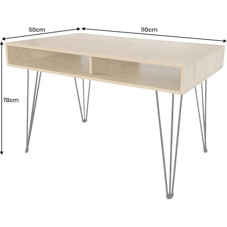 riess-ambiente Schreibtisch STUDIO 110cm natur-Eiche, Stauraum, Hairpin, homeoffice, platzsparend (Einzelartikel, 1-St), Industrial Laptoptisch - ideal für Studio, Wohn- oder Arbeitszimmer – Bild 3