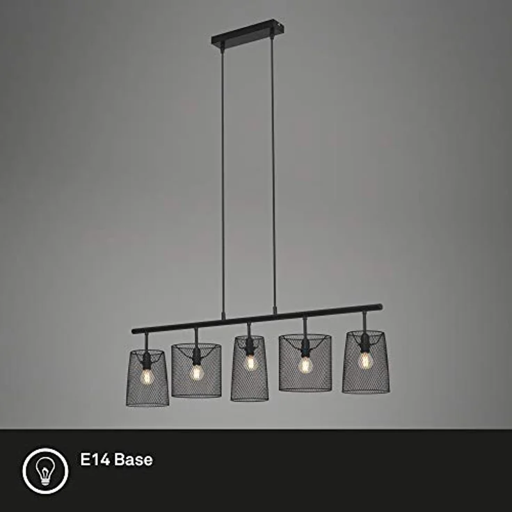 Briloner Pendelleuchte Pendellampe Drahtschirmen Metall schwarz, 5x E14 40W, IP20, Vintage-Design, vielseitig einsetzbar – Bild 2