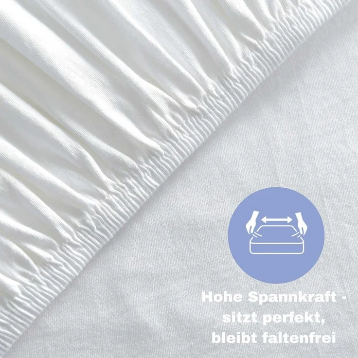 leevitex® Spannbettlaken 1er-Pack, Stoffgewicht 150 g/m², verschiedene Größen, 40 cm Steghöhe, Jersey, Gummizug: rundum, (1 Stück), OEKO-TEX® Standard 100 Zertifikatsnummer 10. HTR. 85321 zertifiziert – Bild 2
