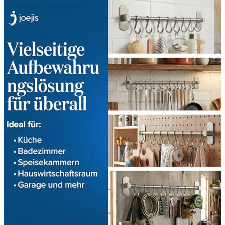 JOEJI’S KITCHEN Hakenleiste Hakenleiste Küchenstange - Starker Selbstklebend 3M Ohne Bohren – Bild 5