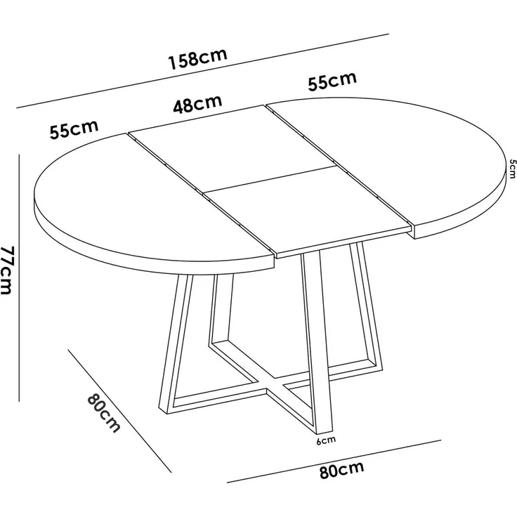 Dmora Tisch Casarola, Konsole ausziehbar rund, Mehrzweck-Esstisch, oval, 110/158x110h77 cm, Eiche Nodi – Bild 8