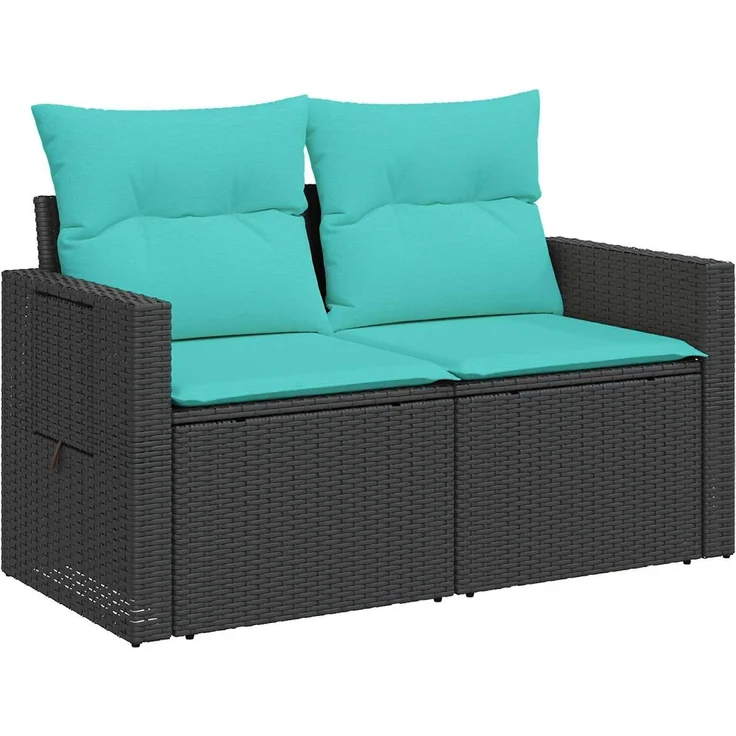 vidaXL Sofa Set 5 stk. Schwarz und Blau 179 x 179 x 85 cm 3447873 – Bild 3