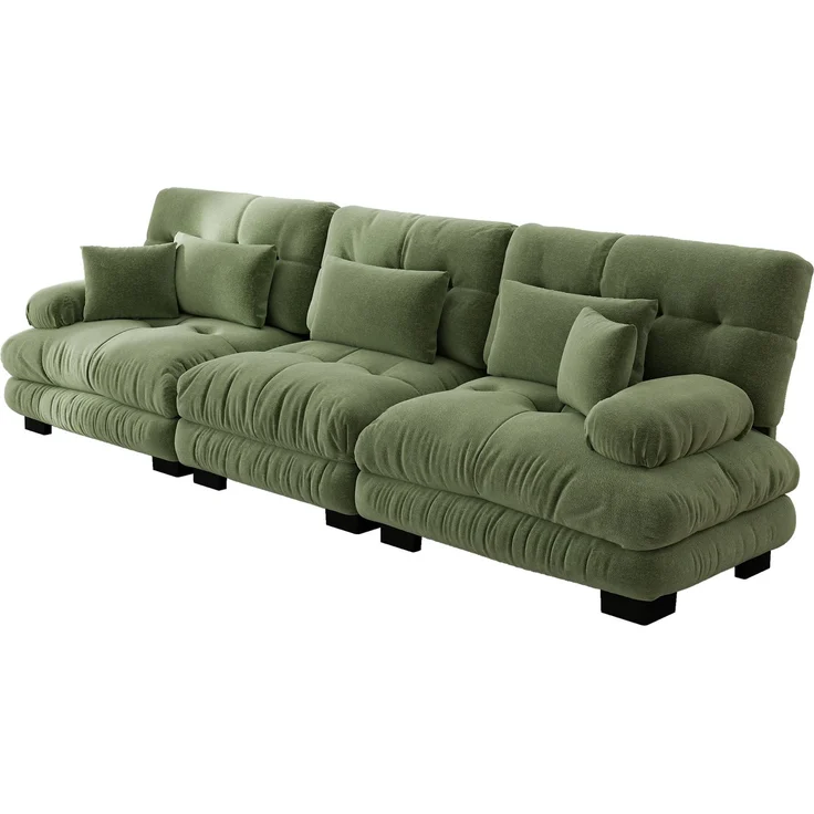 EINHOM 3-Sitzer Modulares Ecksofa mit Tiefensitz, Chenille Schlafsofa Komfortabel Gepolstert für Wohnzimmer, Apartment, Studio, Büro, Chenille Grünes – Bild 5