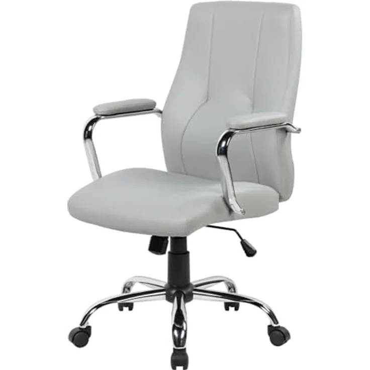 Dmora - Stuhl mit Rädern Hobart, Chefsessel mit Armlehnen, Ergonomischer Bürostuhl, 64x58h101/111 cm, Grau – Bild 2