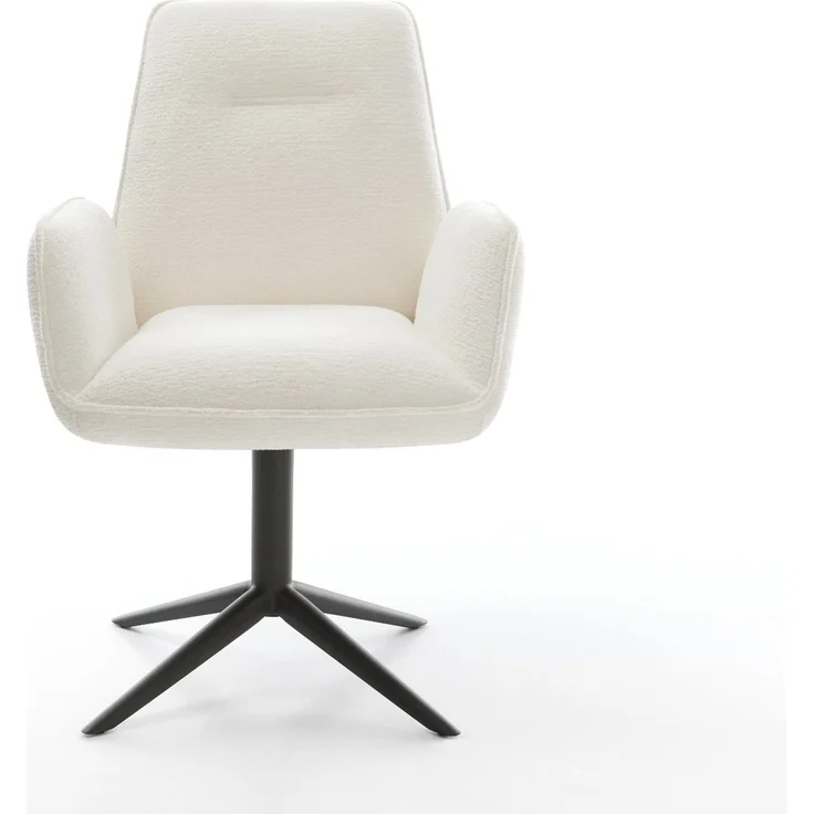 Drehstuhl Zoa-Flex Bouclé Soft Beige Fußkreuz Schwarz 360° drehbar Wippfunktion Taschenfederkern – Bild 2