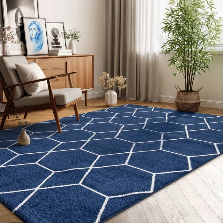Sanat Teppich Trellis, rechteckig, Höhe: 10 mm, Kurzflor, skandi, boho, auch als Läufer und in rund – Bild 1