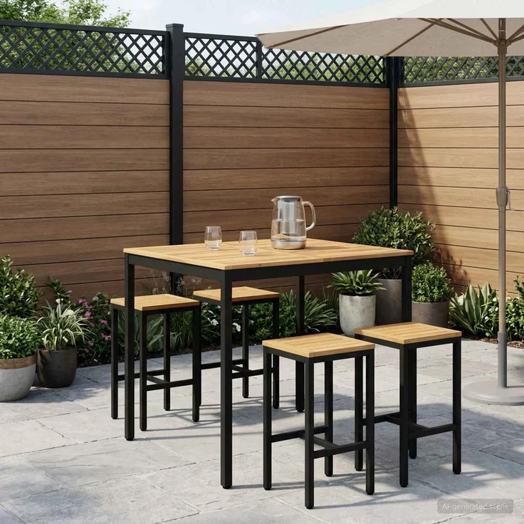 vidaXL Gartenbar-Tisch NAARDEN Weiß gewaschen und Schwarz 901780 – Bild 1
