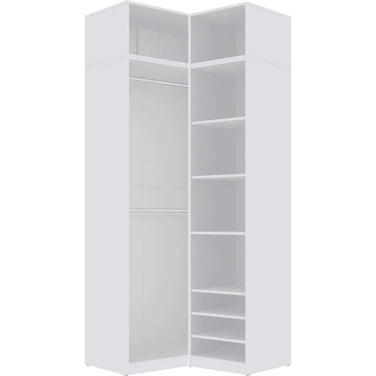 Marmex Möbel Tres Set-N/N (B) hoher Schrank ohne Türen, Einbauschranksystem, Ankleidezimmer Möbel mit Regalen und Kleiderstangen, laminierte Spanplatte, weiß 150x246x51 cm – Bild 2