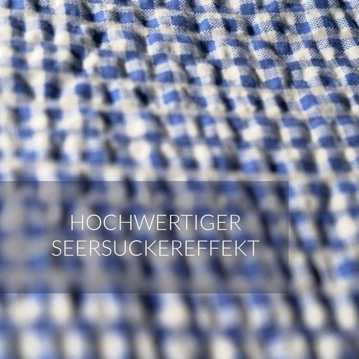 Lavea Bettwäsche Seersucker Bettwäsche-Sets Karo, 100% aktmungsaktive Baumwolle, 2 teilig, kühlende Sommerbettwäsche mit Reißverschluss, langlebige Qualität – Bild 3