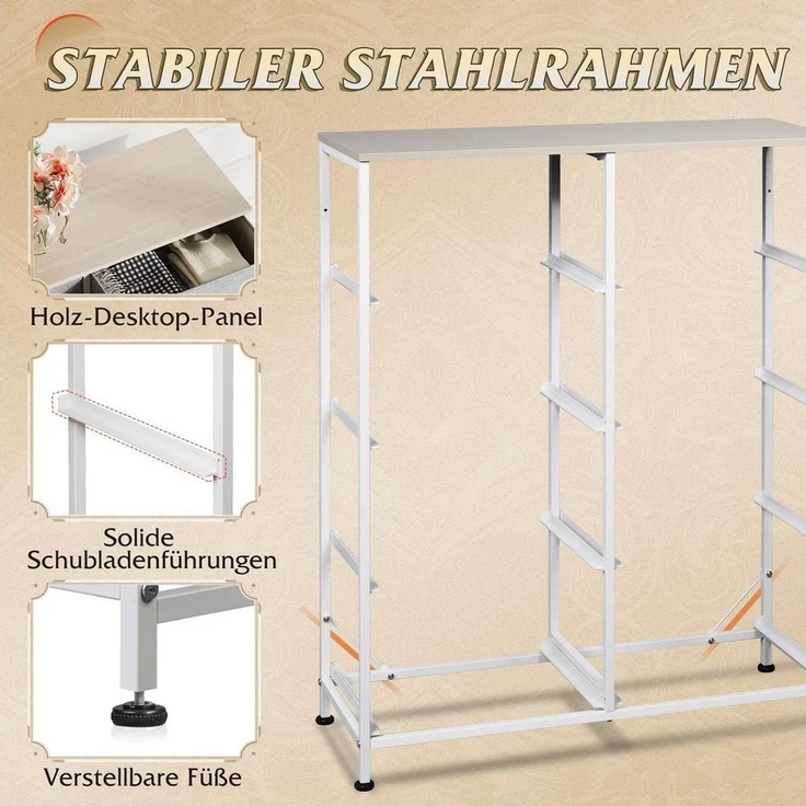 WLIVE Kommode mit 8 Schubladen, Schubladenkommode aus Holz und Metall (30 x 80,5 x 98 cm Kommode Schlafzimmer Wohnzimmer Flur), Schmaler Schrank mit viel Stauraum, Modern & Stabil – Bild 3