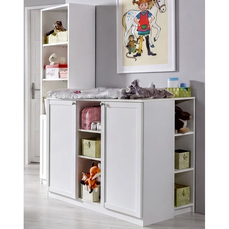 Babyzimmer-Set Zubehör: Unterschrank für Wickelkommode, Landhausstil Weiß – Bild 3
