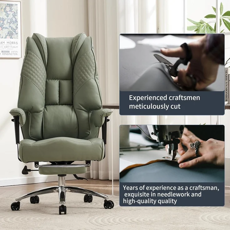 Bürostuhl Ergonomisch mit Hoher Rückenlehne und Verstellbaren Armlehnen PU Leder – Bild 7
