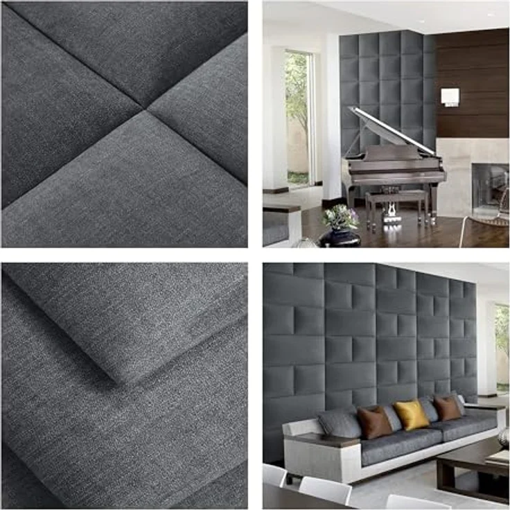 MOLLIS Polsterplatte, Quadratisches und Dekoratives Wandpaneel, Geeignet als Bettkopfteil oder Aufprallschutz, Reduziert Schall und Verbessert Akustik, aus Schaumstoff, 30x30 cm, Anthrazit – Bild 7