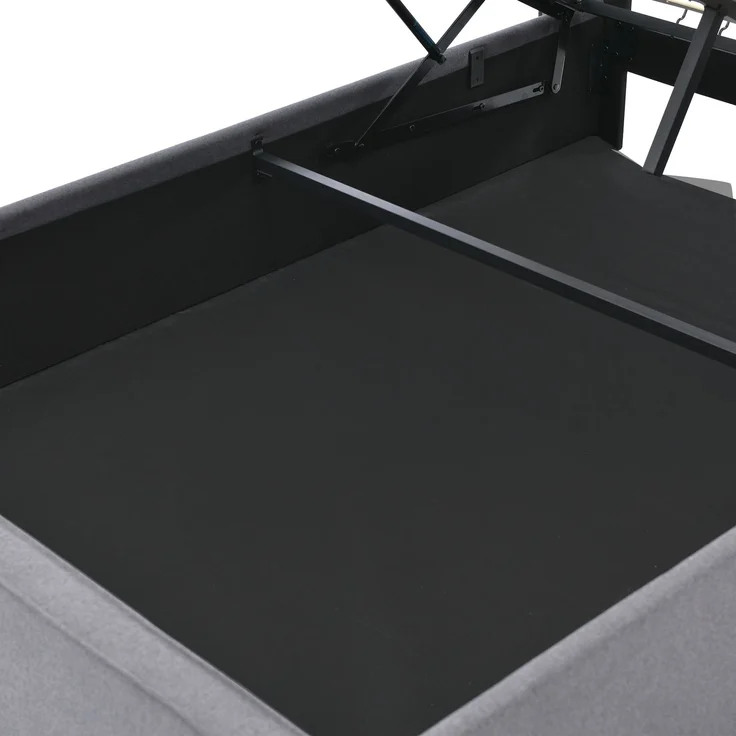 Merax Polsterbett mit hydraulischem Stauraum, Baumwolle, 90x200 cm, Grau – Bild 8