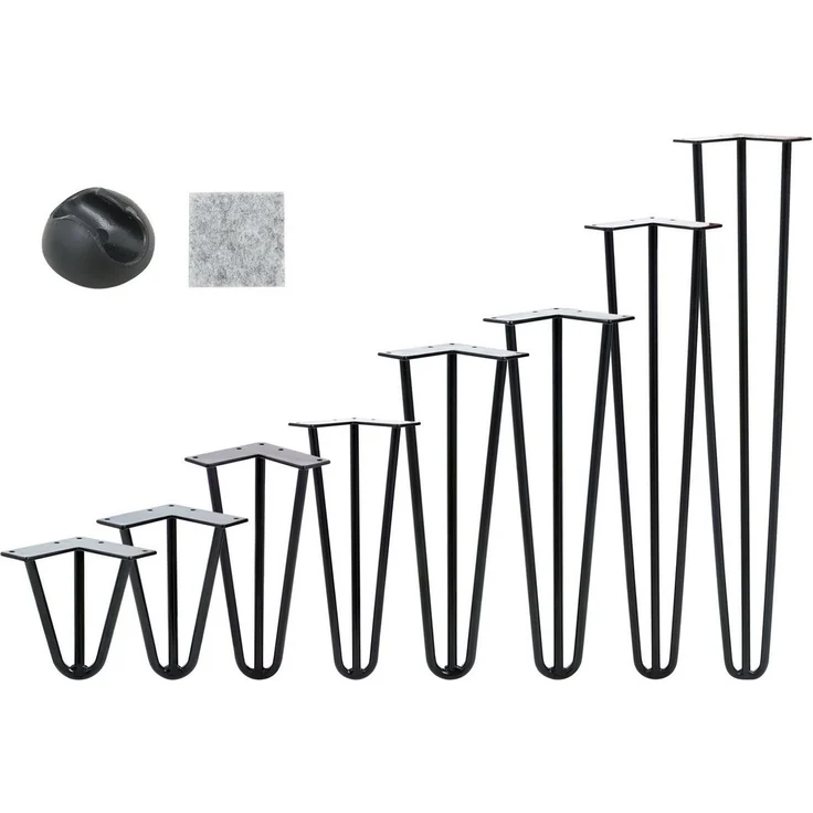 VENDOMNIA Tischbein Hairpin 4er Set, Metall, aus Stahl, 2 oder 3 Streben, Größenwahl, Haarnadel Möbelfüße,Hairpin Legs Tischgestell,Couchtisch, Schreibtisch – Bild 1