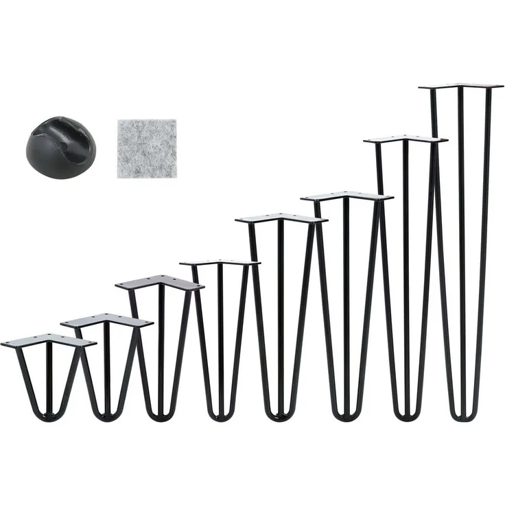 VENDOMNIA Tischbein Hairpin 4er Set, Metall, aus Stahl, 2 oder 3 Streben, Größenwahl, Haarnadel Möbelfüße,Hairpin Legs Tischgestell,Couchtisch, Schreibtisch