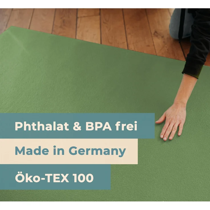 Krabbelmatte Sanosoft 60x100cm Olivgrün | Öko-Tex und in Deutschland produziert - beidseitig rutschfeste Krabbelunterlage – Bild 4