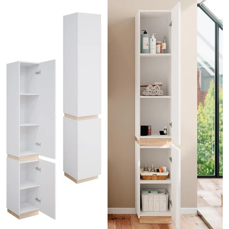 Badschrank Gloria Weiß 33 x 197.5 cm mit 2 Türen Vicco – Bild 4