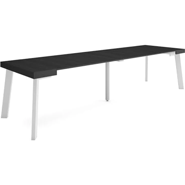 Skraut Home | Ausziehbarertisch | Multifunktionaler ausziehbarer | 300 | Für 14 Gäste | Hölzerne Beine | Moderner Stil | Schwarz – Bild 1