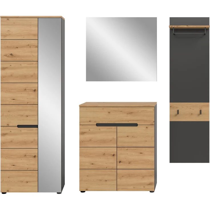 Garderobenkombination (B/H/T: 220x190x37 cm) in Artisan Nachbildung – Bild 2