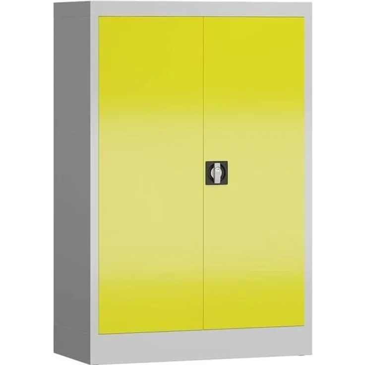 Aktenschrank Metallschrank mit 2 Türen, 1200 x 800 x 380 mm lichtgrau/zinkgelb