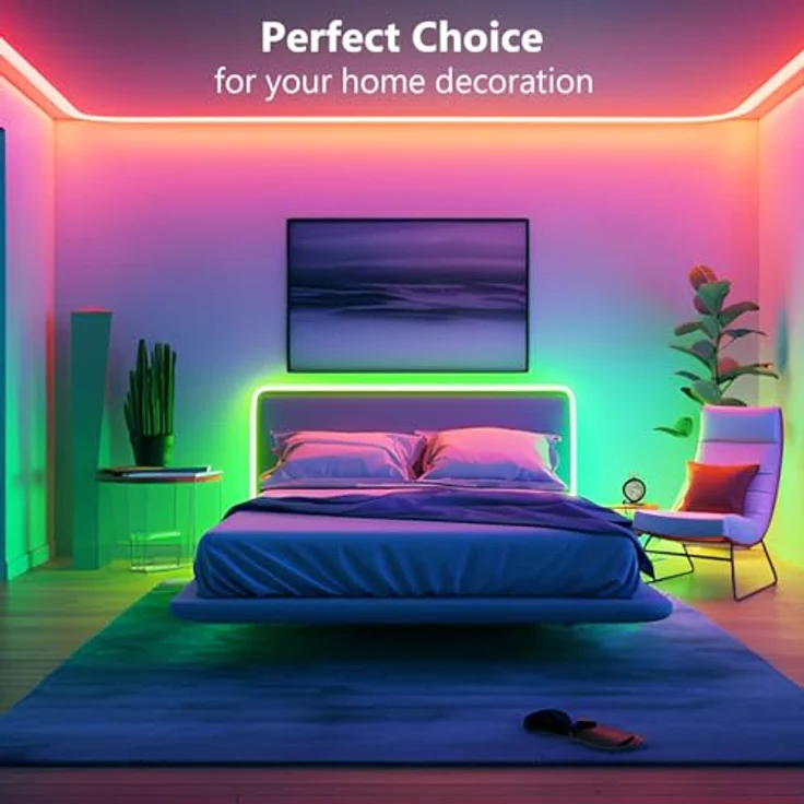 Led Strip 10m, RGB Led Streifen, Bluetooth Smart Led Band Selbstklebend, LED Leiste mit Fernbedienung und APP, LED Lights Dimmbar, Musik Sync, Timer-Einstellung für Gaming Zimmer, Room, Küche, Party – Bild 7