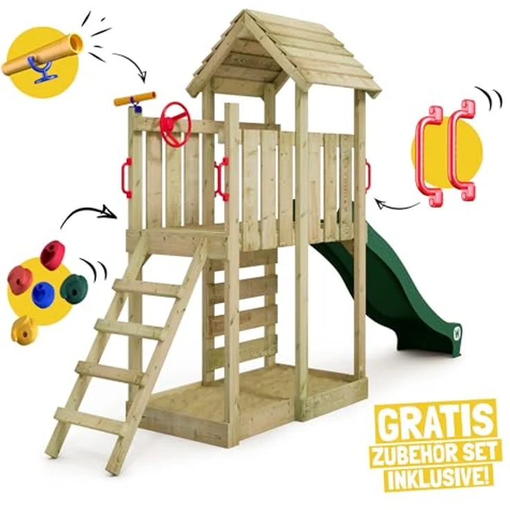 Wickey Spielturm JoyFlyer, Garten-Klettergerüst mit Wellenrutsche, Sandkasten und Kletterwand, 10 Jahre Garantie* – Bild 2