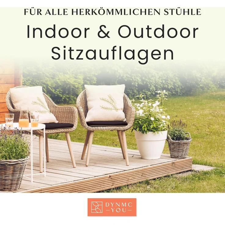 DYNMC you Sitzkissen Stuhlkissen 40x40 - Eckig Set Mittelhart, Sitzkissen Bank Memory Schaumstoff - Sitzpolster Stuhl – Bild 4
