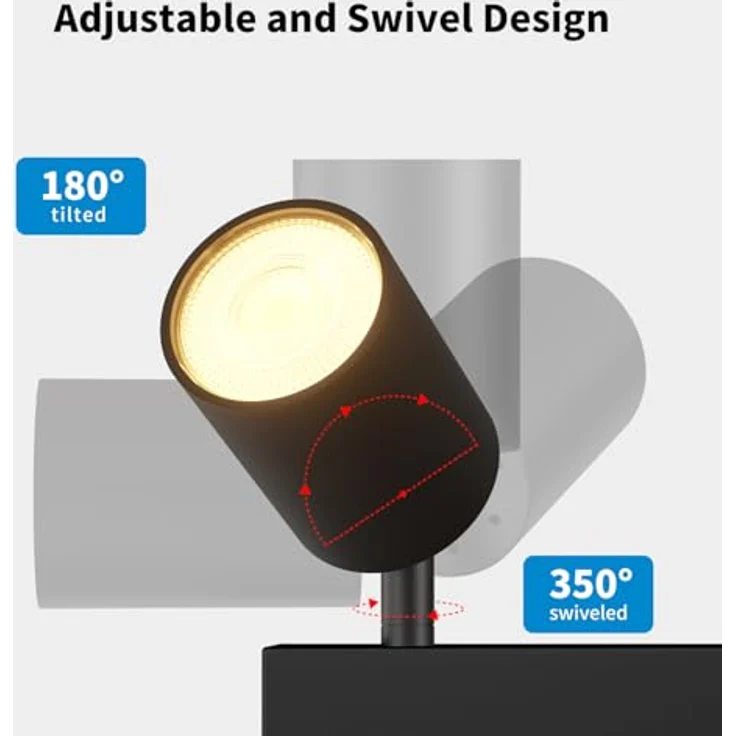 LVWIT Deckenstrahler LED 4 Flammig Rund GU10 LED Deckenleuchte Schwenkbar Schwarz Deckenlampe Strahler Drehbar Modern Deckenspots 4 Flammig für Wohnzimmer Schlafzimmer Küche (Ohne Leuchenmittel) – Bild 3