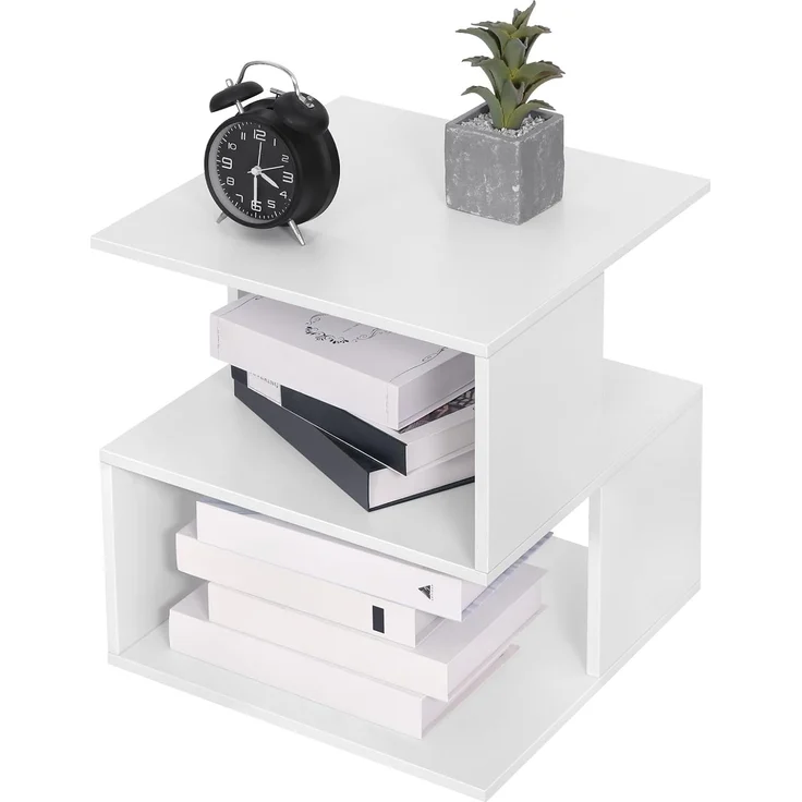 EUGAD Nachttisch (1-St), Sofatisch mit 2 Ablagen, 40x43,5x40 cm, Weiß