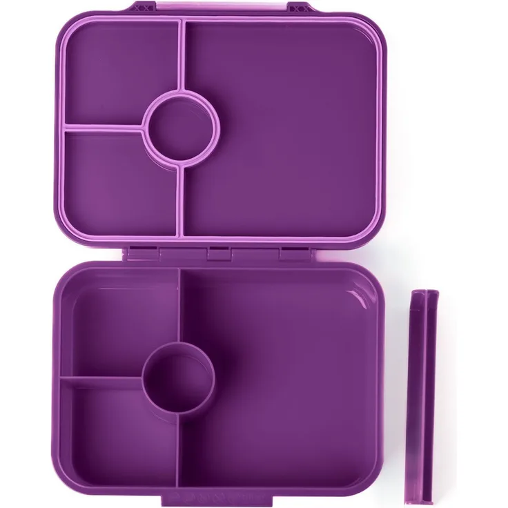 LEKKABOX Lunchbox Bentobox Brotdose, 4 Fächer - Kinder Vesperdose Brotbüchse Brotbox, Für feuchte Lebensmittel auslaufsicher, inkl. extra Trenner