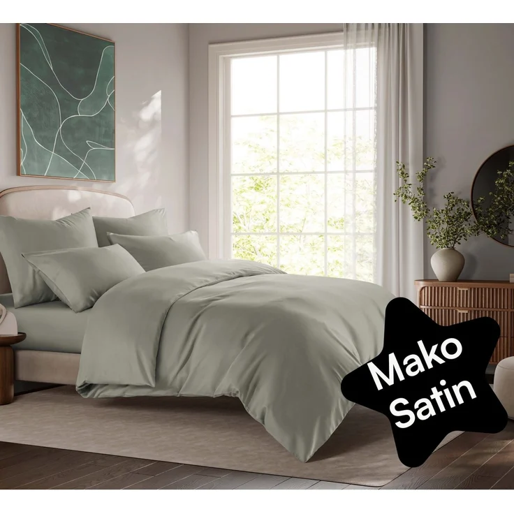 Seralino Bettwäsche Mako Satin Bettwäsche (100% Bio Baumwolle) mit Kissenbezug, 3 teilig, Fairtrade/ GOTS zertifiziert, uni Bettwäsche Set mit Reißverschluss – Bild 1