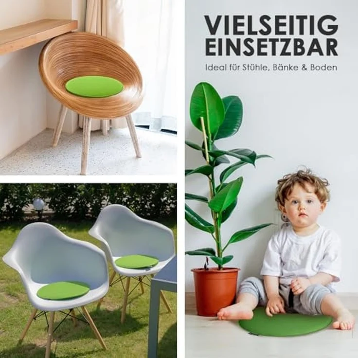 heimtexland ® Sitzkissen Set Filz Stuhlkissen Stuhlauflage Filzkissen Stuhl Polster Kissen Typ631 4er Set 35 cm Rund Mint – Bild 6