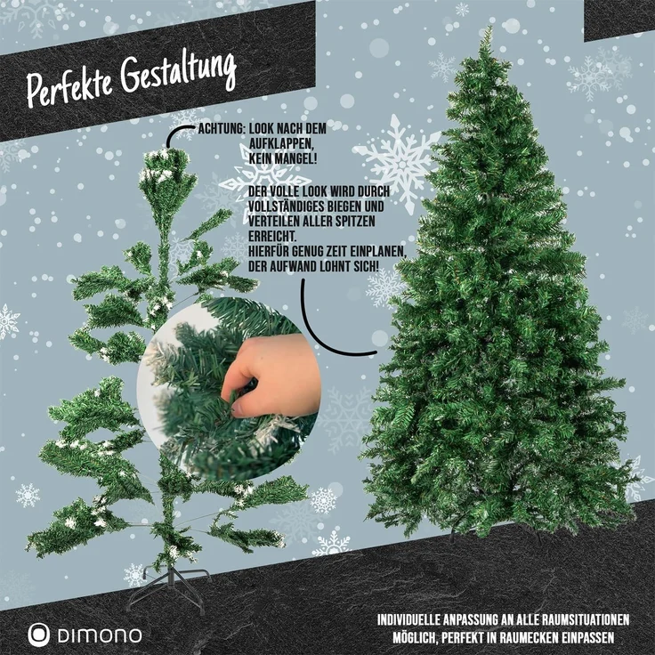 Dimono Künstlicher Weihnachtsbaum XXL Kunst Tannenbaum, Christbaum, Naturgetreuer Tannenbaum mit wunderschönen Baumspitzen – Bild 5