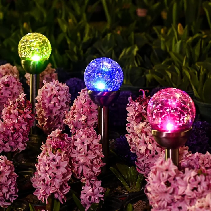 GIGALUMI Solarlampen für außen Garten, Solarleuchten Gartenleuchten Deko, 3 Stück LED Farbwechsel Glaskugel, Wasserdicht Solar licht für außen, Garten, Balkon, Terrasse, Wege, Blumen – Bild 1