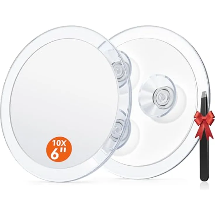 Auxmir 10X Vergrößerungsspiegel, 15 cm Kosmetikspiegel mit 3 Saugnäpfen, perfekt für Schminken und Reisen
