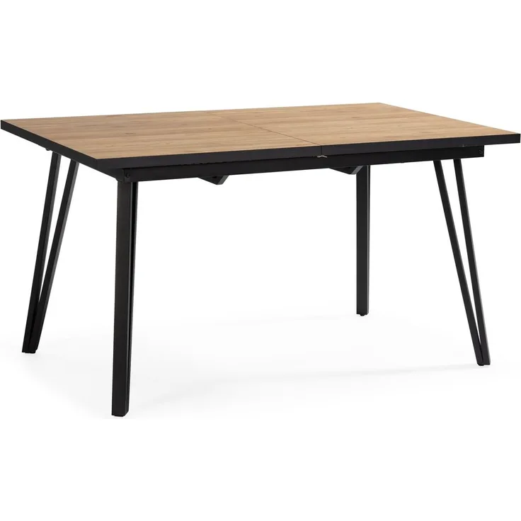 Calicosy Ausziehbarer Tisch von 140 bis 180 cm mit schwarzen Metallbeinen - CLEO - Helles Holz
