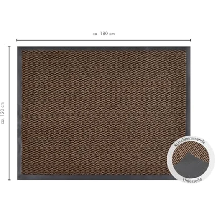 andiamo Fußmatte Easy - Schmutzfangmatte, Türmatte & Fussmatte für den Eingangsbereich - Läufer Flur nimmt Schmutz effektiv auf - 120 x 180 cm in Braun – Bild 3