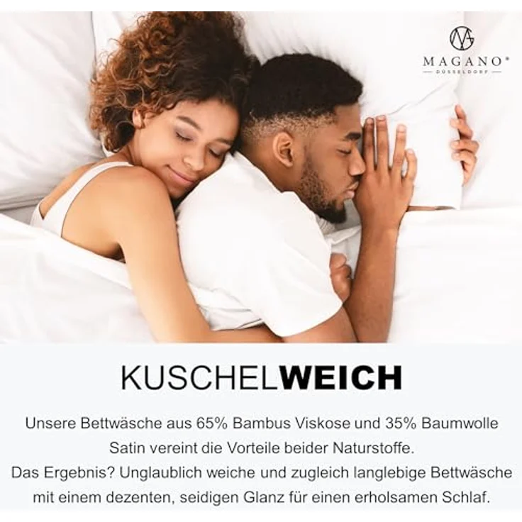 MAGANO Bettwäsche, Luxus Bambus & Baumwolle Satin, 400 TC Luxusqualität, Hypoallergen, Thermoregulierend – Bild 7