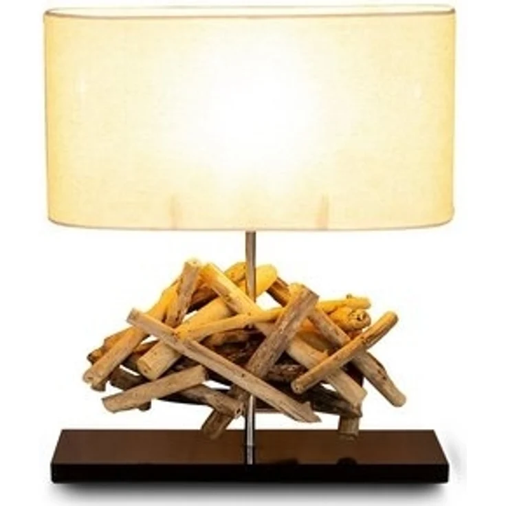 Levandeo® Nachttischlampe, Tischlampe Höhe 42cm Treibholz Tischleuchte Holz Lampe Teakholz Deko – Bild 6