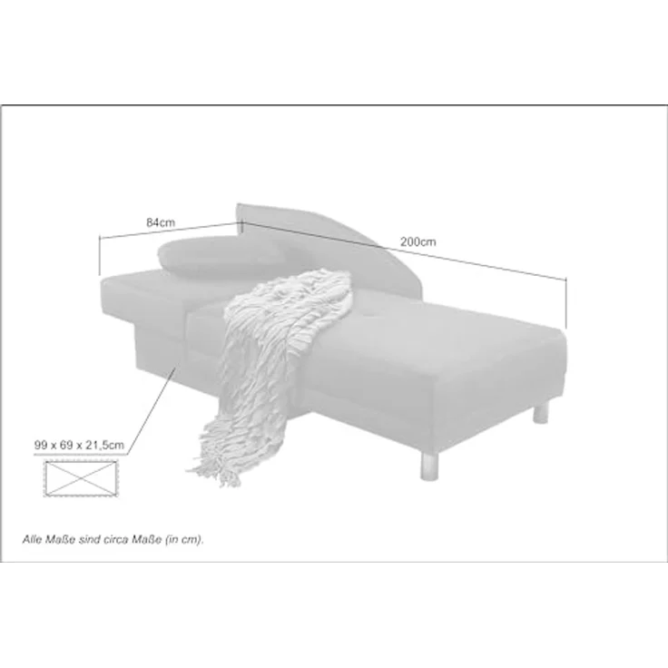 Récamiere-Schlafsofa Federkern Couch Liege Gästebett mit Bettkasten in Grau – Bild 3